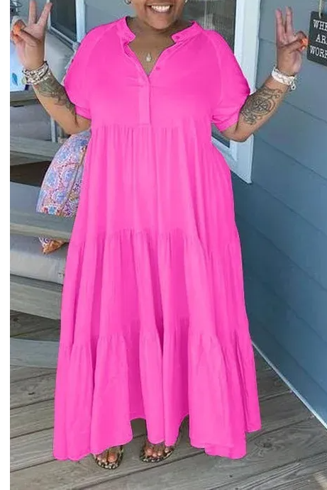 Oversized Tiered Midi Dress-Buy 2 Free Shipping