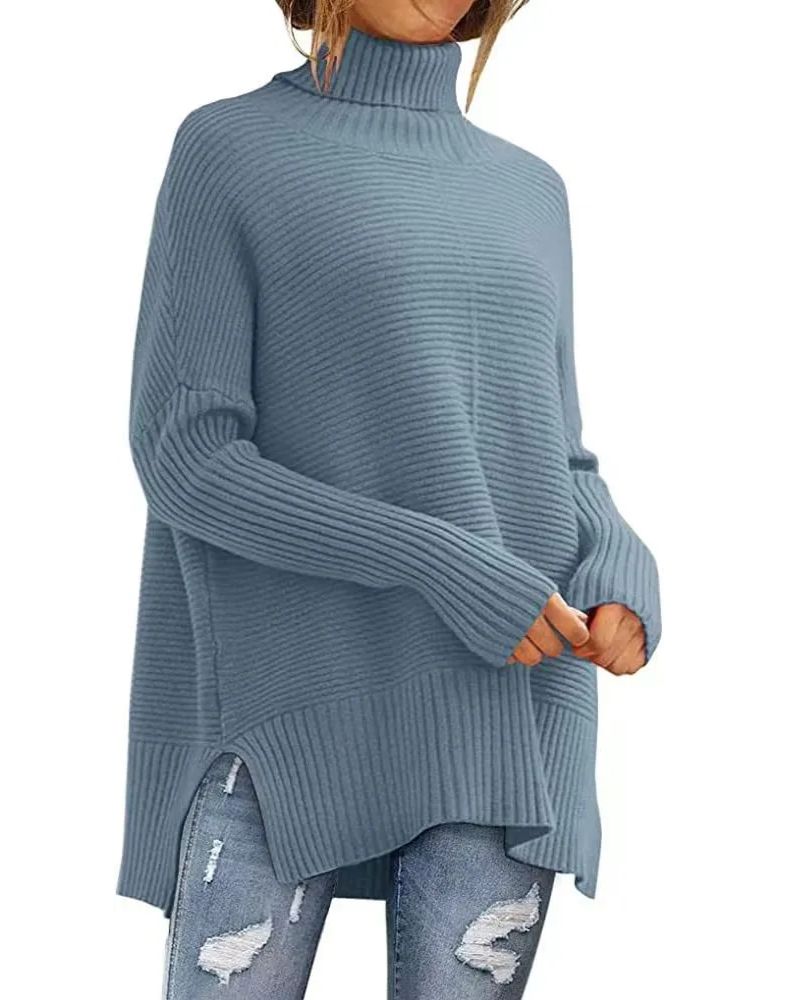 Women's Oversized Turtleneck Sweaters Ribbed Tunic Sweater(BUY 2 FREE SHIPPING)