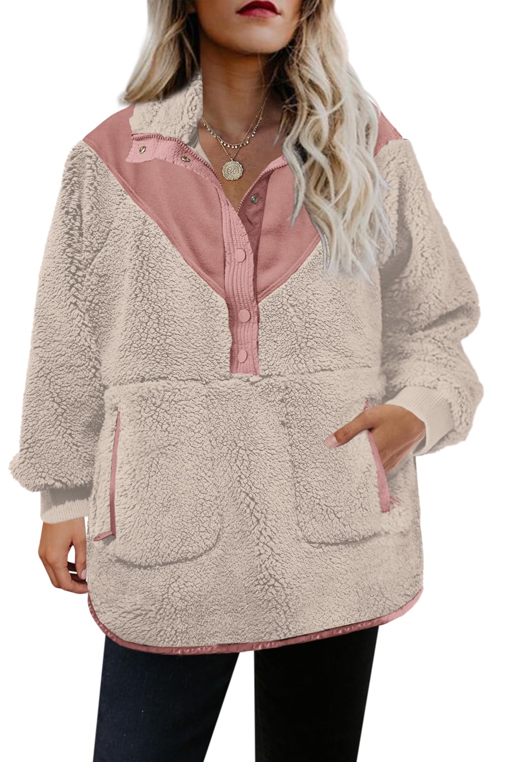 2024 New Women's Oversized Half Snap Fleece Pullover(50% OFF today!!!)