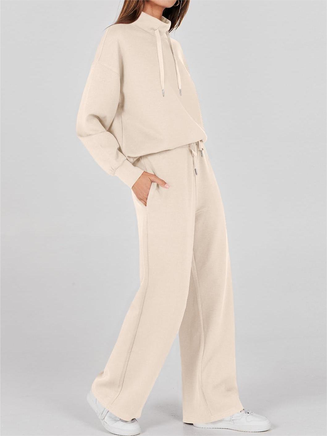 Womens 2 Piece Outfits Sweatsuit Set Drawstring Sweatshirt Lounge Set 