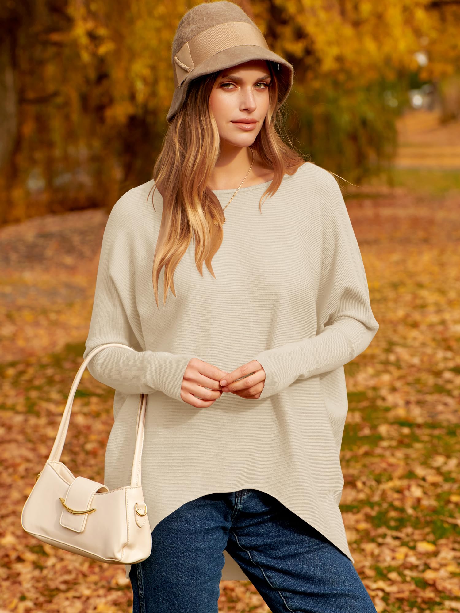 Women's Oversized Dolman Sleeve Knitted Pullover Casual Sweater(Buy 2 Free Shipping)