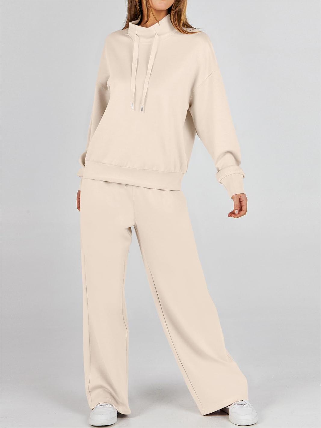Womens 2 Piece Outfits Sweatsuit Set Drawstring Sweatshirt Lounge Set 