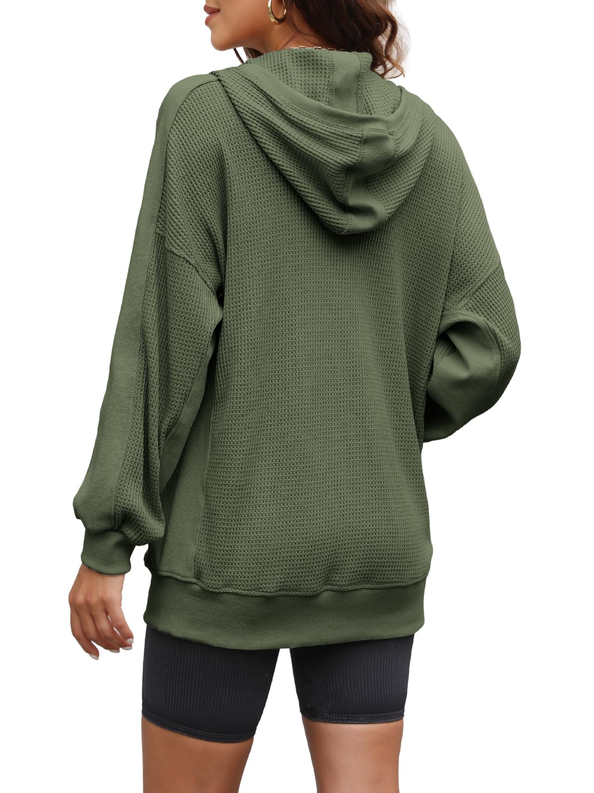 Women's Oversized Waffle Knit Zip Up Hoodie Jacket(Last day 40% OFF!!)