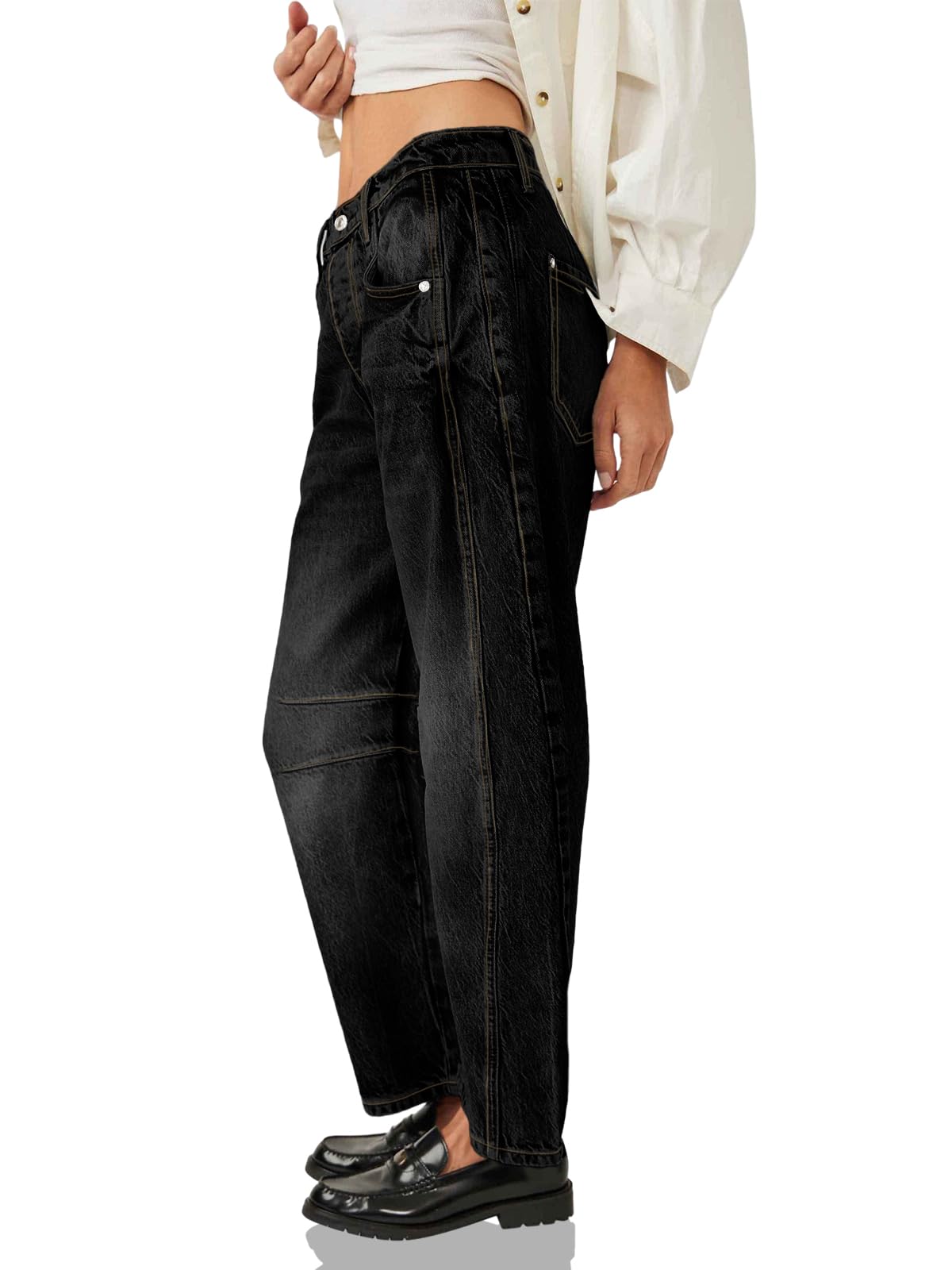 HOT SALE🔥Women's  Vintage Wide Leg Barrel Denim Ankle Pants