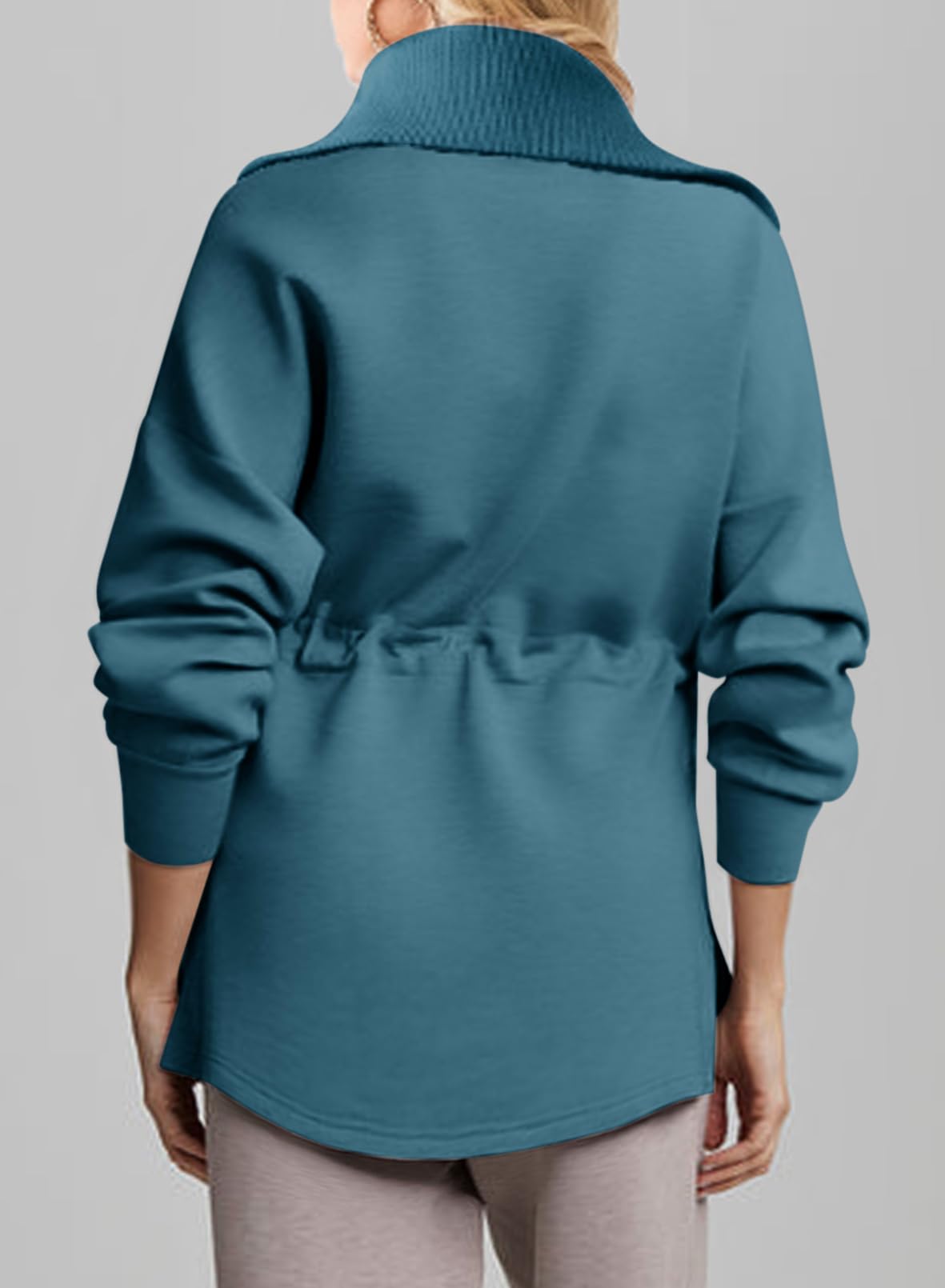 2024 New Women‘s Oversized Half Zip Drawstring Waist Sweatshirt(buy 2 10% OFF)