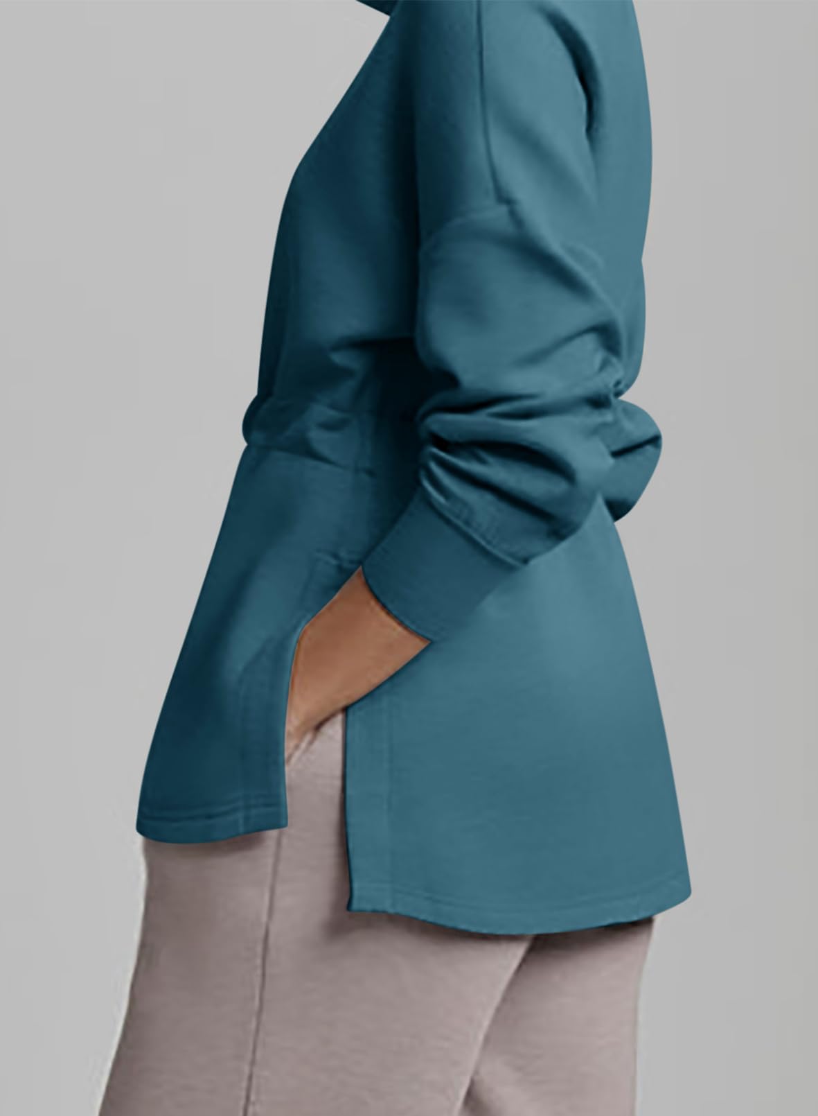 2024 New Women‘s Oversized Half Zip Drawstring Waist Sweatshirt(buy 2 10% OFF)