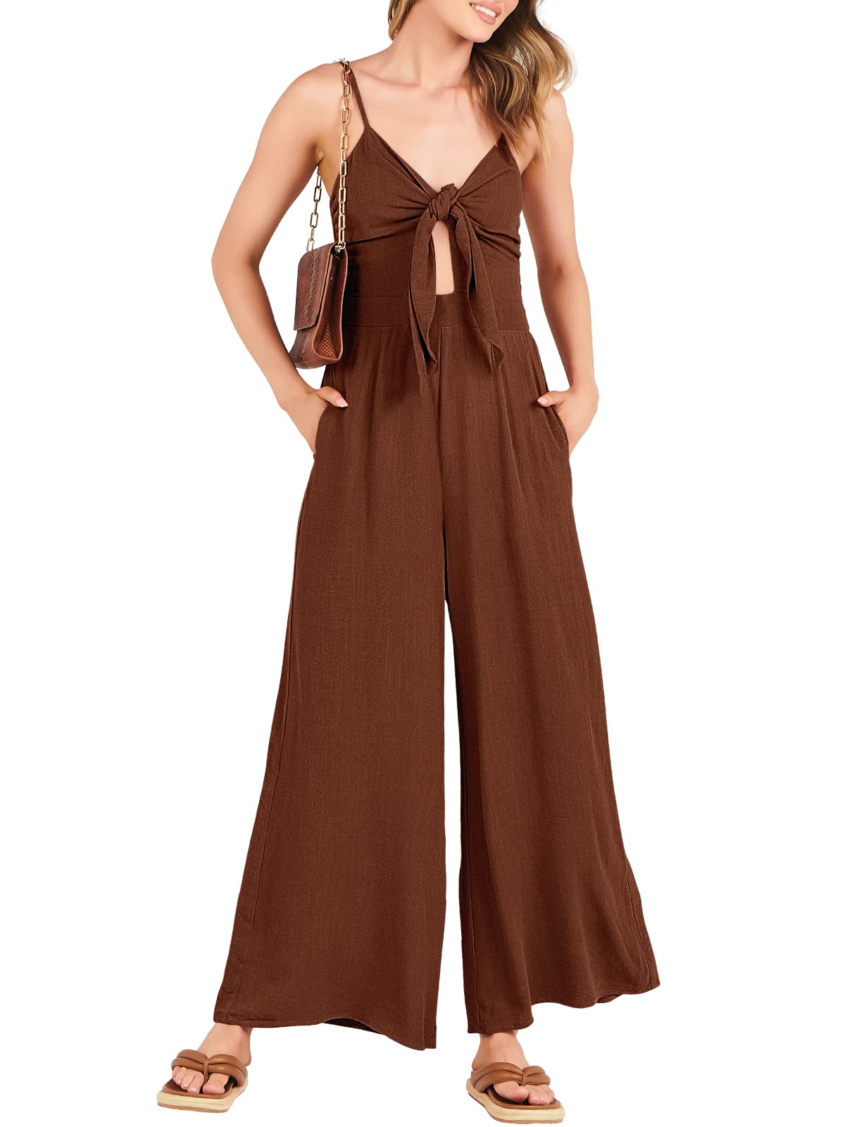 New Women's Sleeveless Bow Tie Hollow Jumpsuit