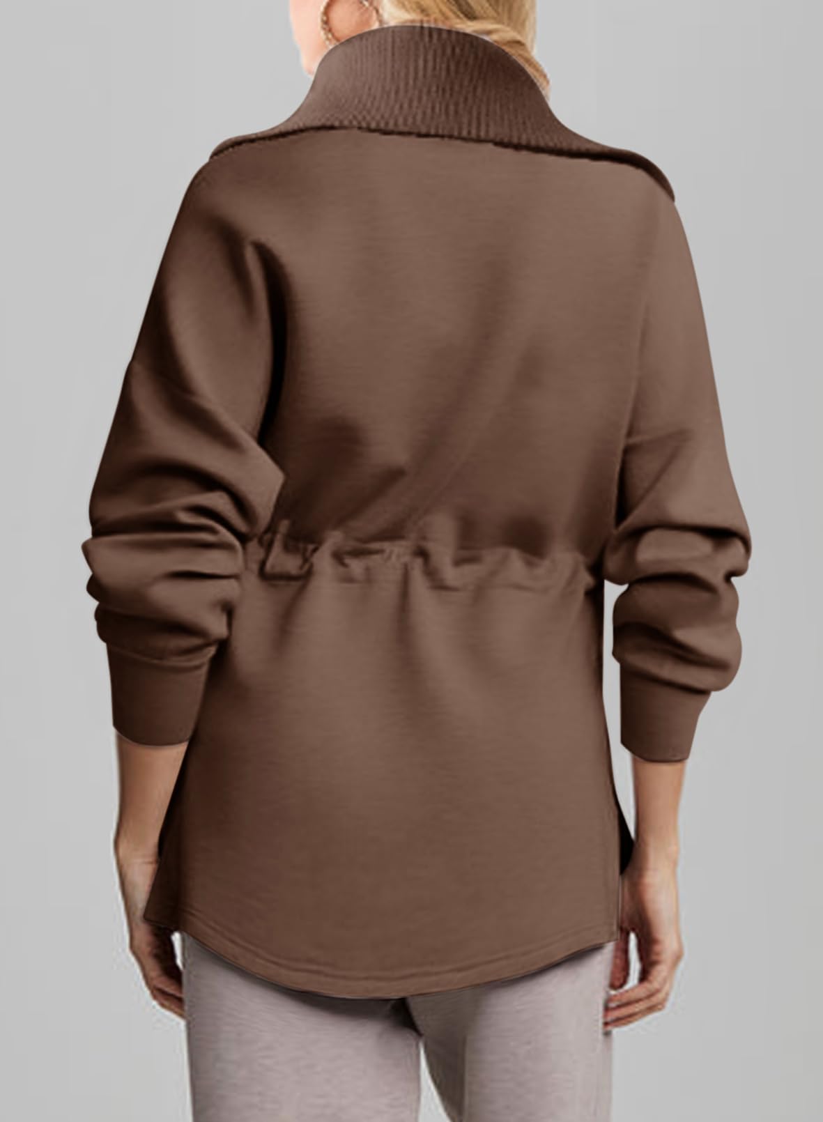 2024 New Women‘s Oversized Half Zip Drawstring Waist Sweatshirt(buy 2 10% OFF)