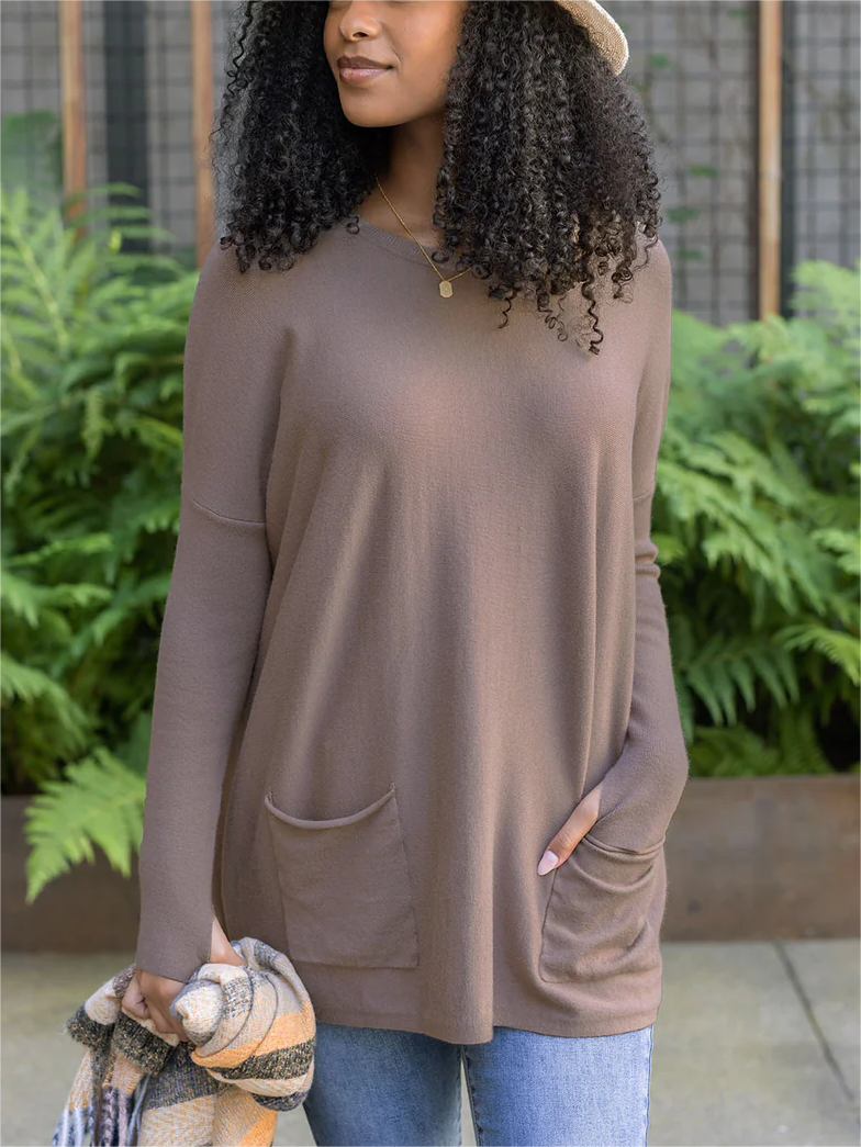 Long Sleeve Thumbhole Sweater Pocket Tunic (Buy 2 Free Shipping)