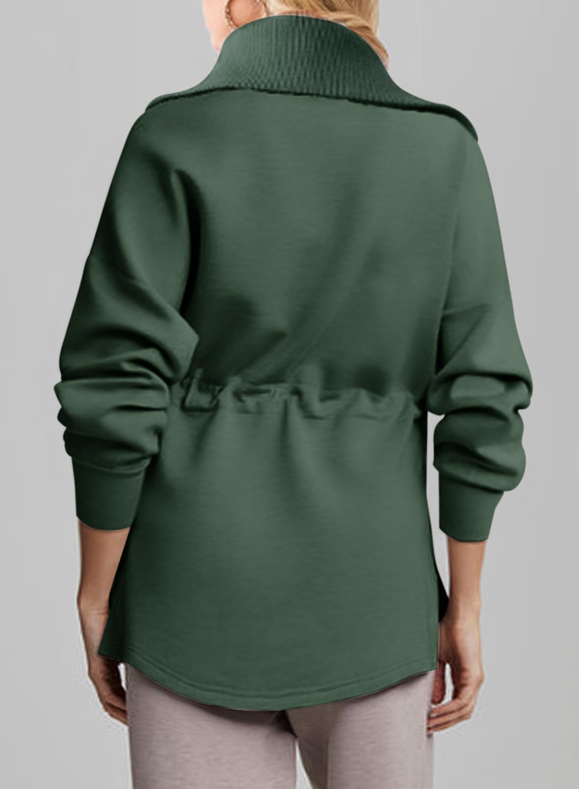 2024 New Women‘s Oversized Half Zip Drawstring Waist Sweatshirt(buy 2 10% OFF)