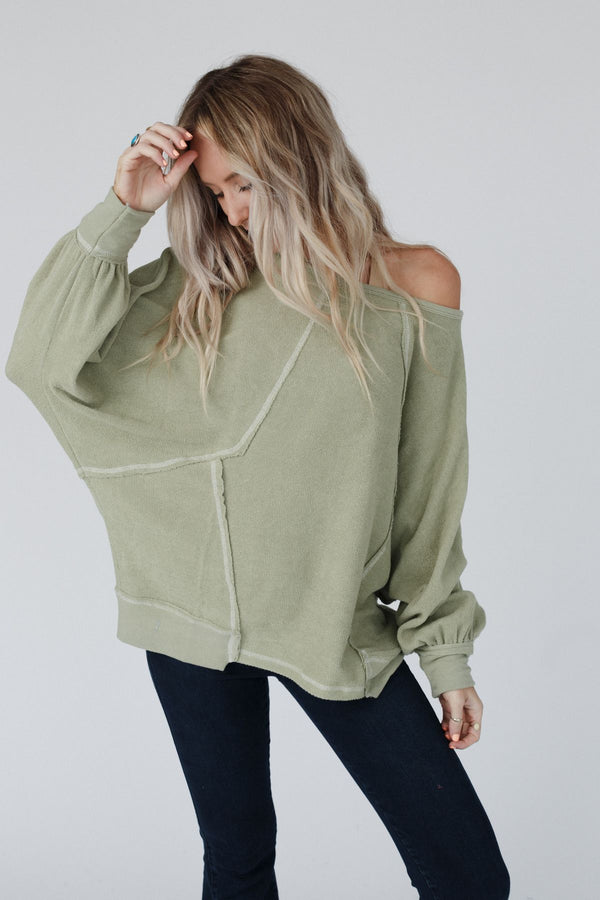 50% OFF🔥Exposed Seam Patchwork Dolman Sleeve Top(BUY 2 FREE SHIPPING)