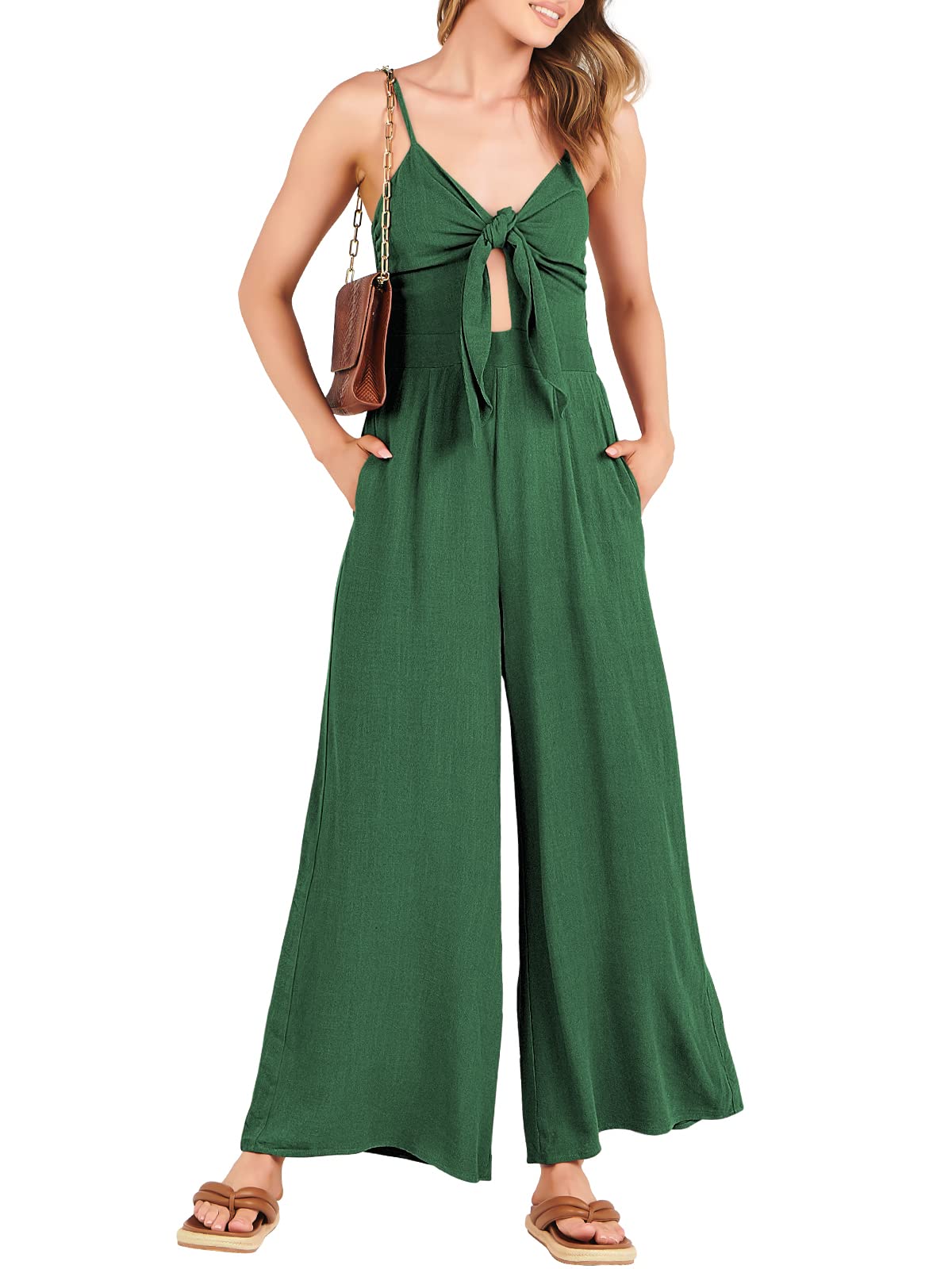 New Women's Sleeveless Bow Tie Hollow Jumpsuit