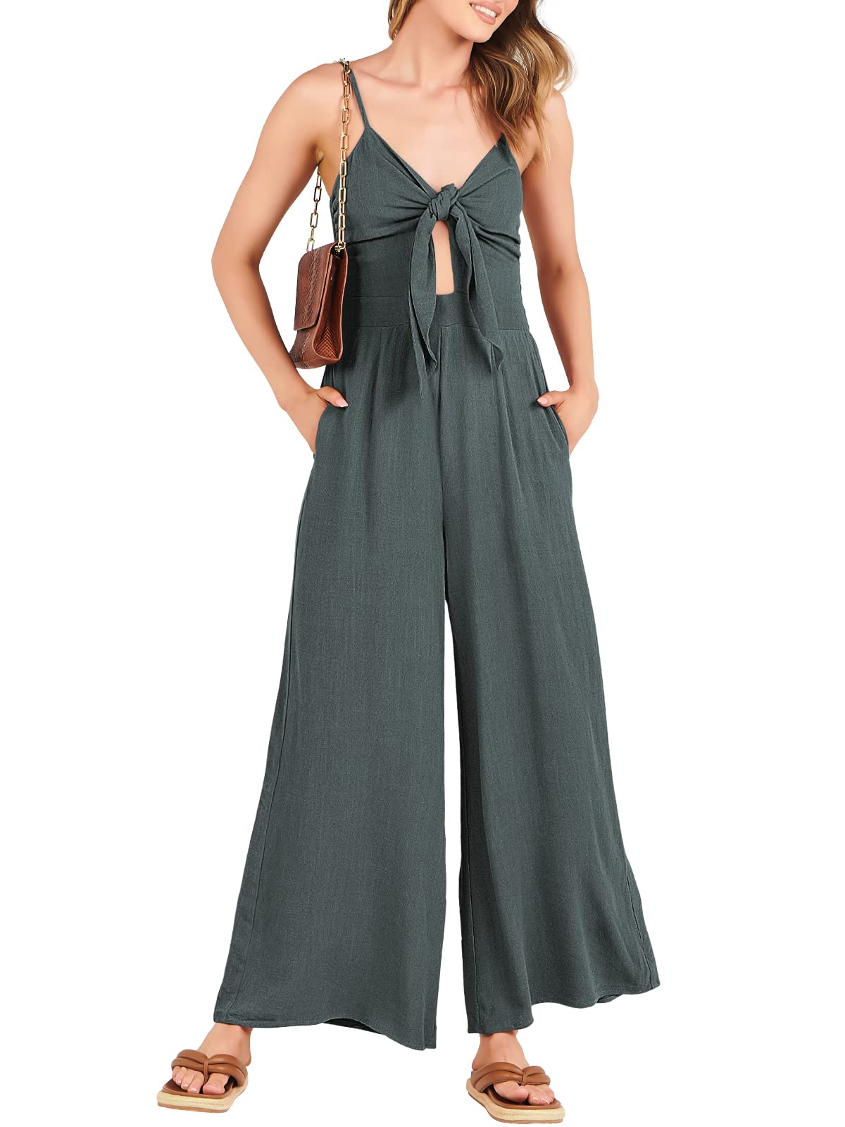 New Women's Sleeveless Bow Tie Hollow Jumpsuit