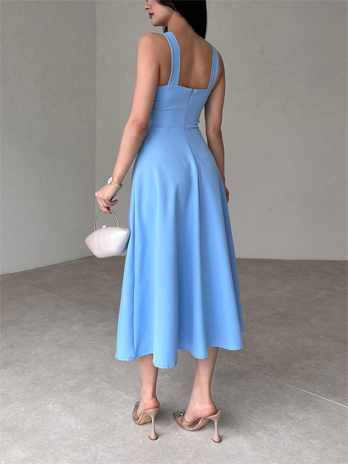 Women's Square Neck Strappy Midi Dress(Buy 2 Free Shipping)