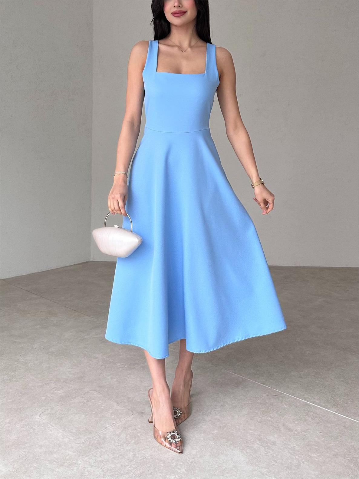 Women's Square Neck Strappy Midi Dress(Buy 2 Free Shipping)