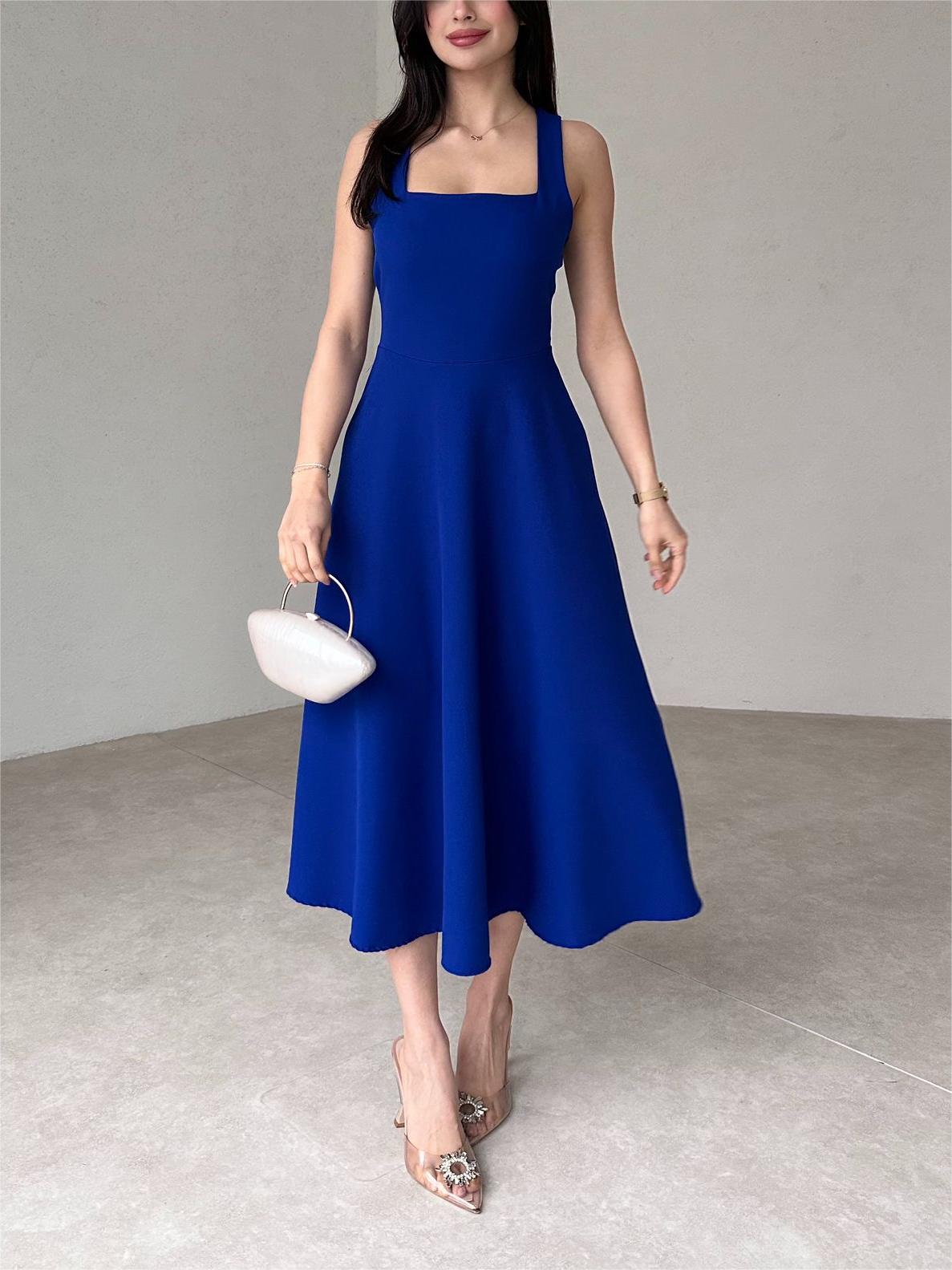 Women's Square Neck Strappy Midi Dress(Buy 2 Free Shipping)