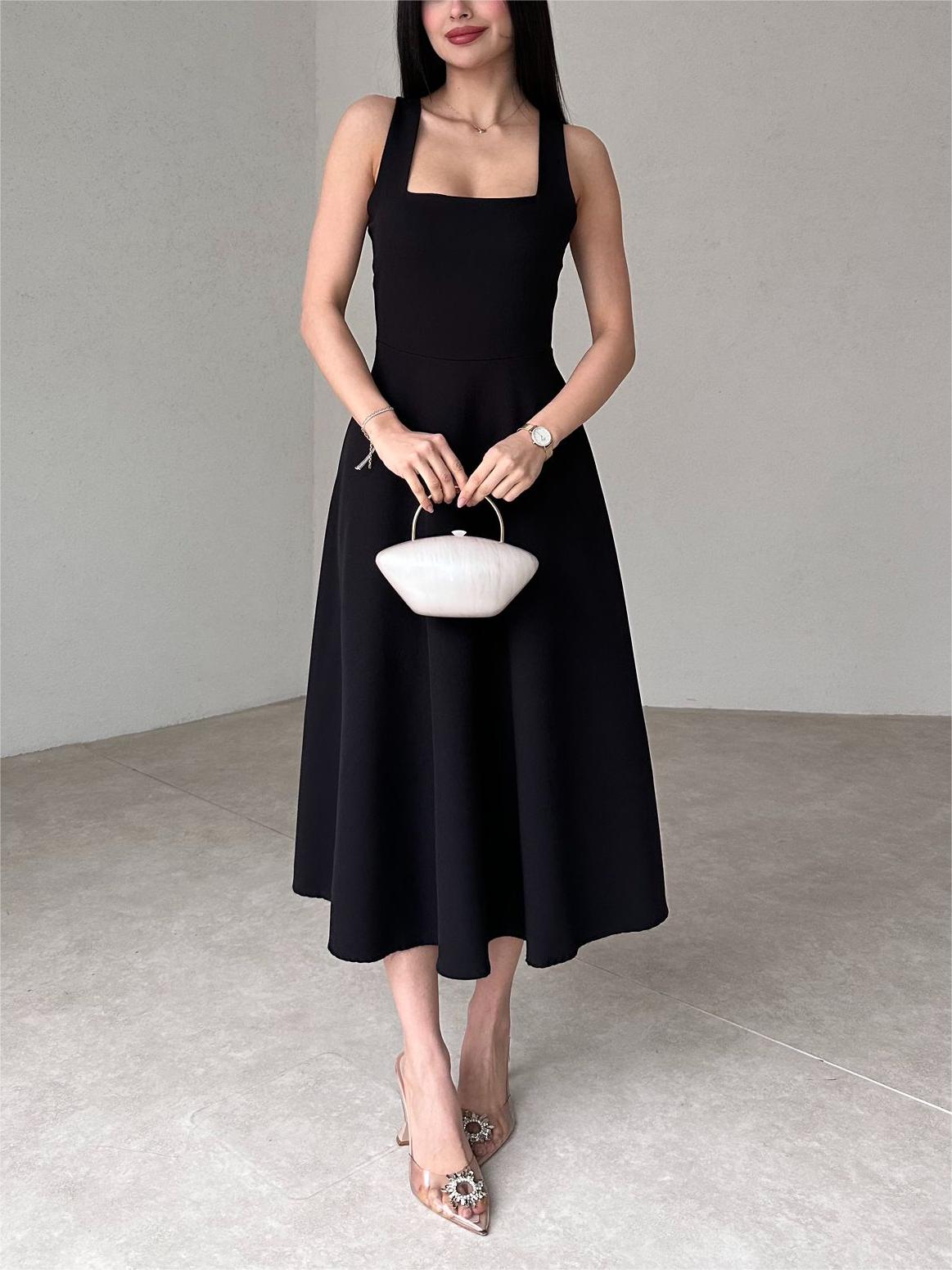 Women's Square Neck Strappy Midi Dress(Buy 2 Free Shipping)