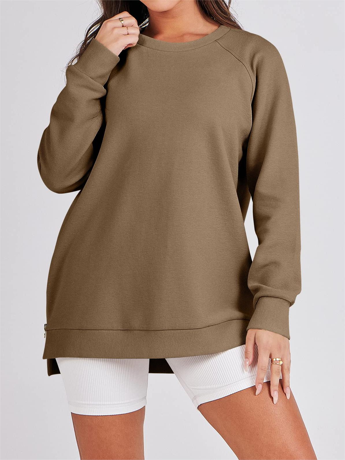 HOT SALE🔥Women's Sweatshirts Long Sleeve Pullover With Side Zipper Shirt (BUY 2 FREE SHIPPING)