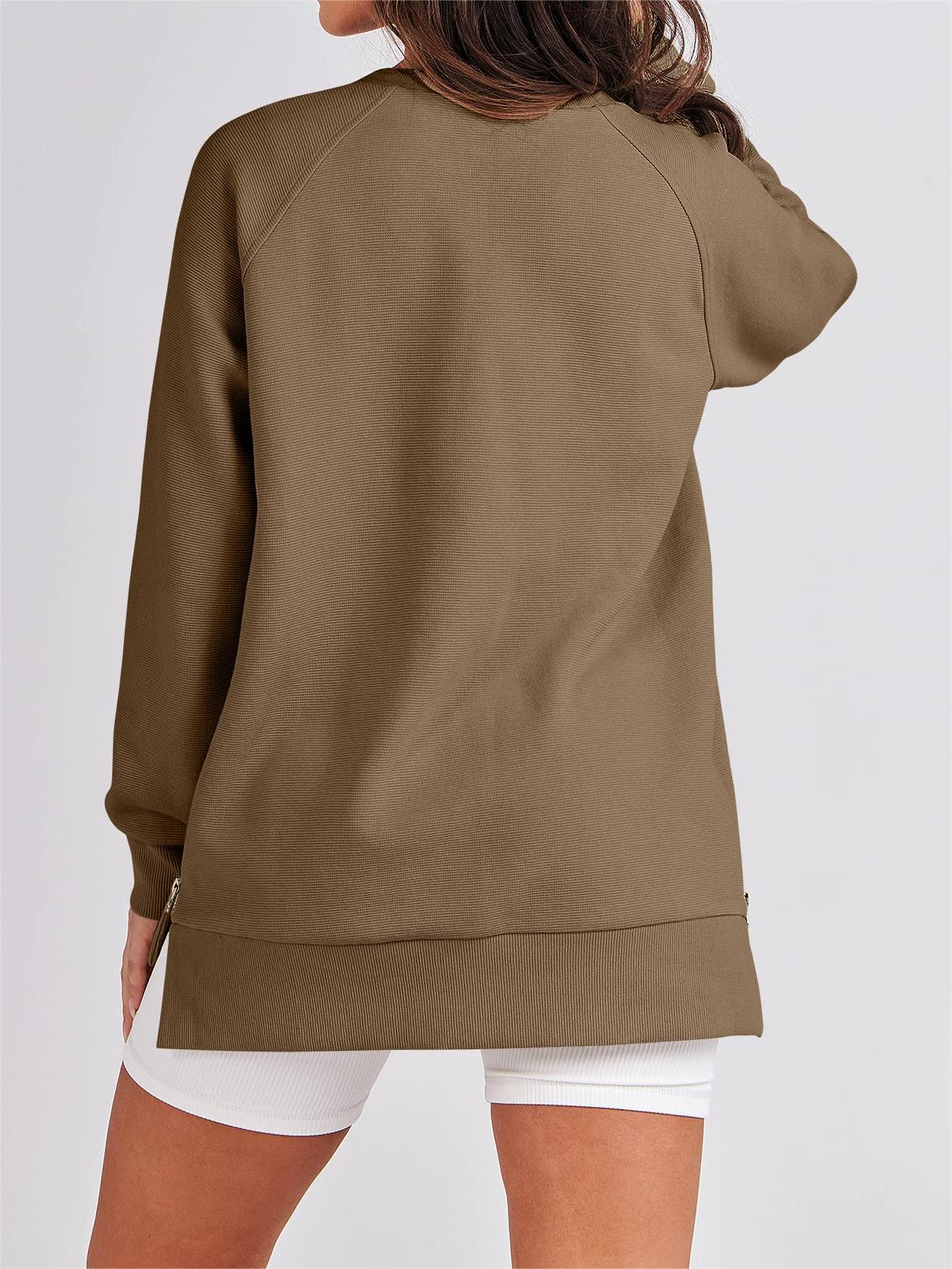 HOT SALE🔥Women's Sweatshirts Long Sleeve Pullover With Side Zipper Shirt (BUY 2 FREE SHIPPING)