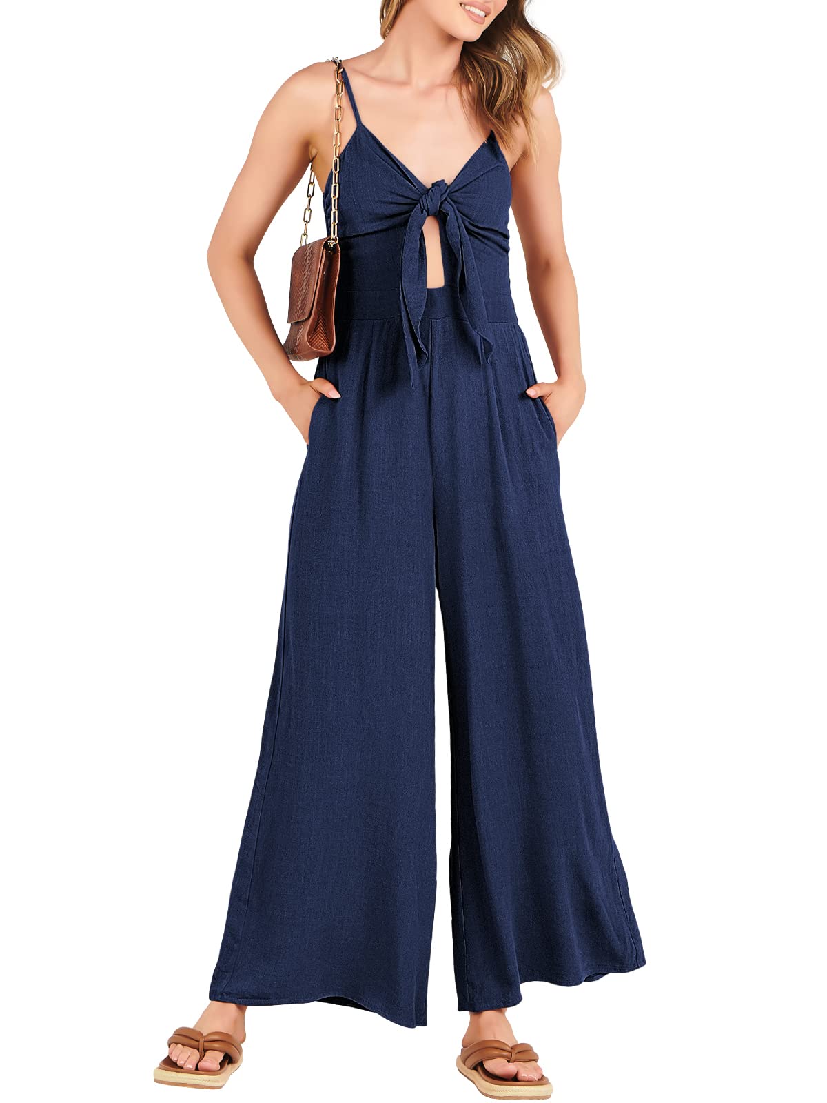 New Women's Sleeveless Bow Tie Hollow Jumpsuit