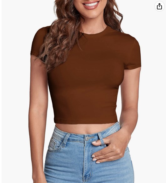 HOT SALE❤Women's Basic Teen T-Shirt Round Neck Short Sleeve Slim Fit Casual Crop Top（Buy 2 Free Shipping）