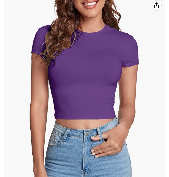 HOT SALE❤Women's Basic Teen T-Shirt Round Neck Short Sleeve Slim Fit Casual Crop Top（Buy 2 Free Shipping）