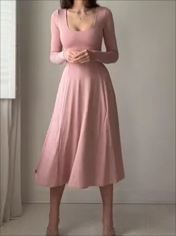 HOT SALE🔥 DOUBLE-SIDE SOLID COLOR DRESS(MID-LENGTH