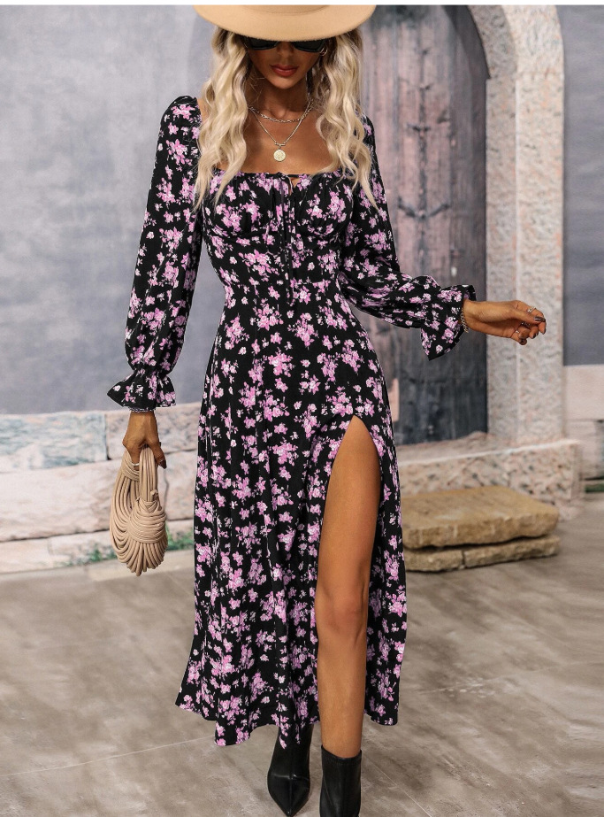 2024 Women's Floral Print Puff Long Sleeve Maxi Dress (BUY 2 FREE SHIPPING)