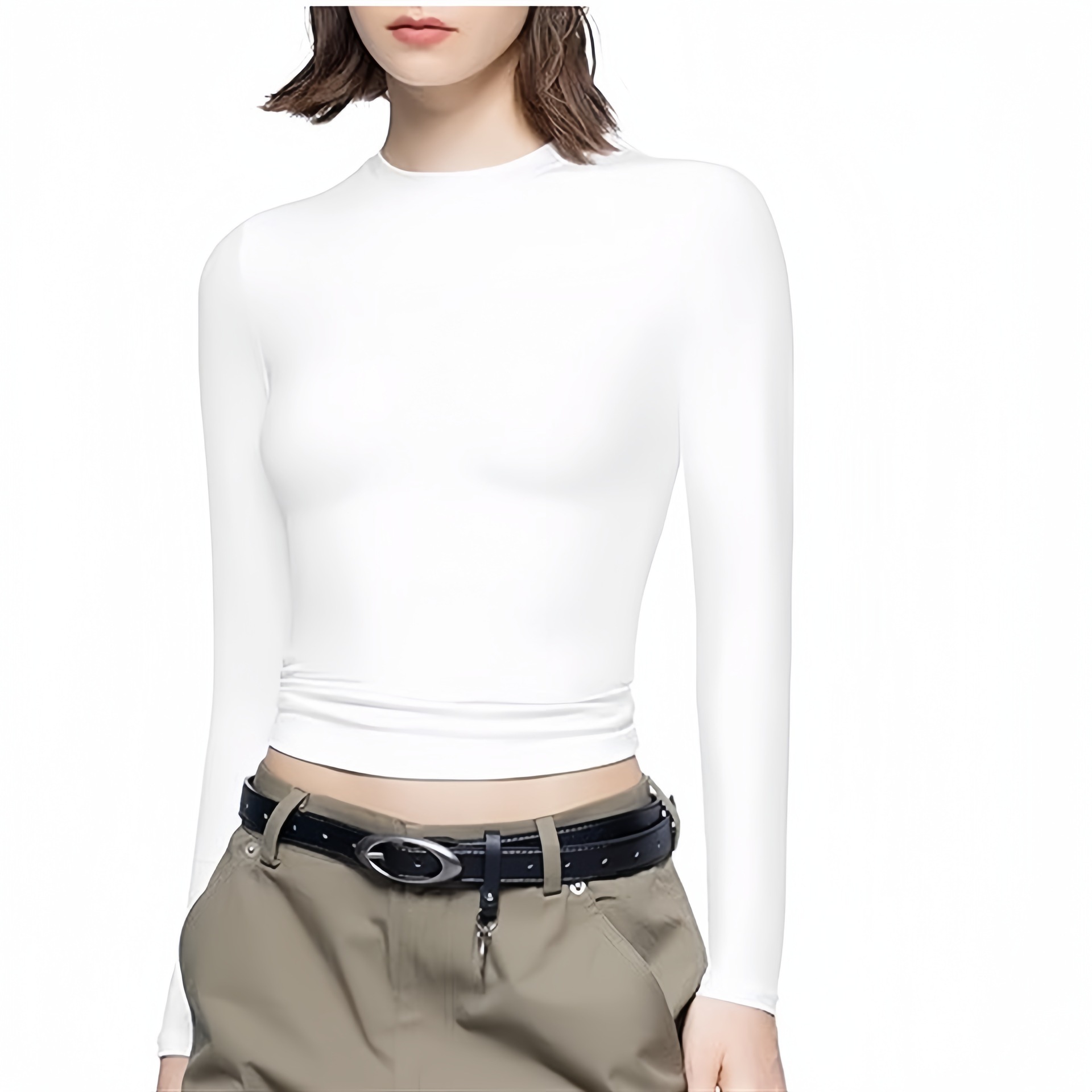 🔥HOT SALE-Women's Long Sleeve T-Shirt Crew Neck Slim Fit Top Sexy Basic T-Shirt