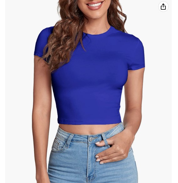 HOT SALE❤Women's Basic Teen T-Shirt Round Neck Short Sleeve Slim Fit Casual Crop Top（Buy 2 Free Shipping）