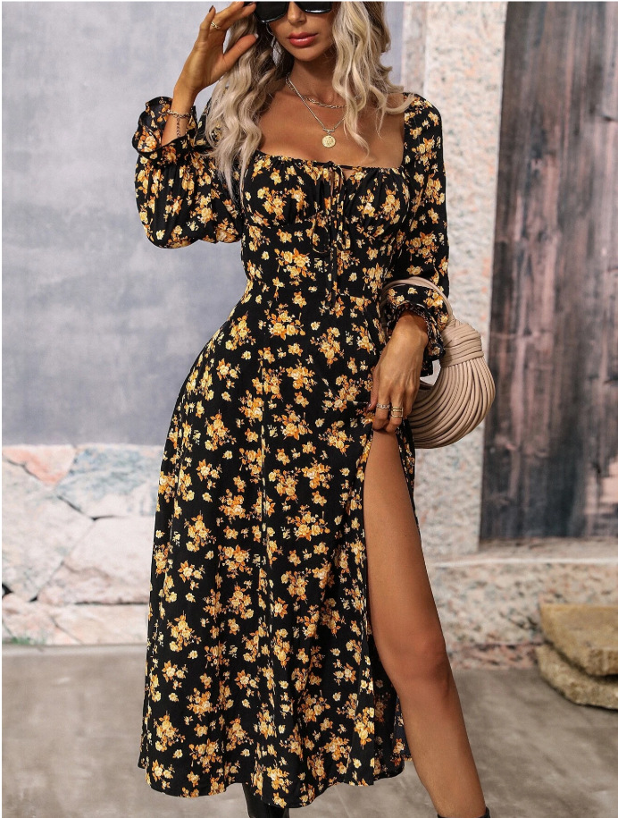 2024 Women's Floral Print Puff Long Sleeve Maxi Dress (BUY 2 FREE SHIPPING)