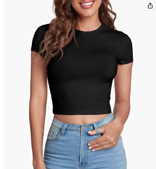 HOT SALE❤Women's Basic Teen T-Shirt Round Neck Short Sleeve Slim Fit Casual Crop Top（Buy 2 Free Shipping）