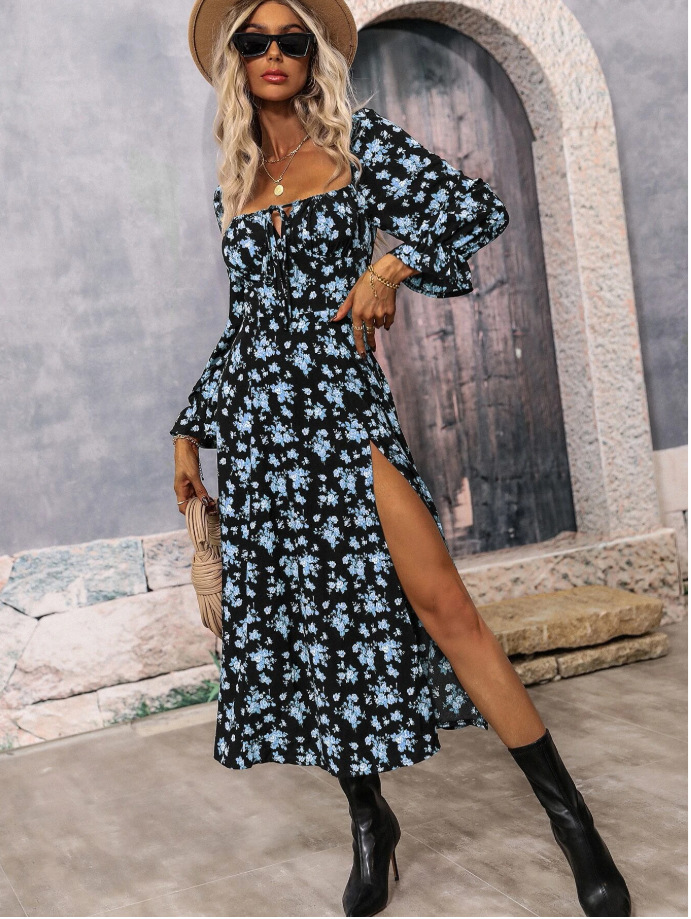 2024 Women's Floral Print Puff Long Sleeve Maxi Dress (BUY 2 FREE SHIPPING)