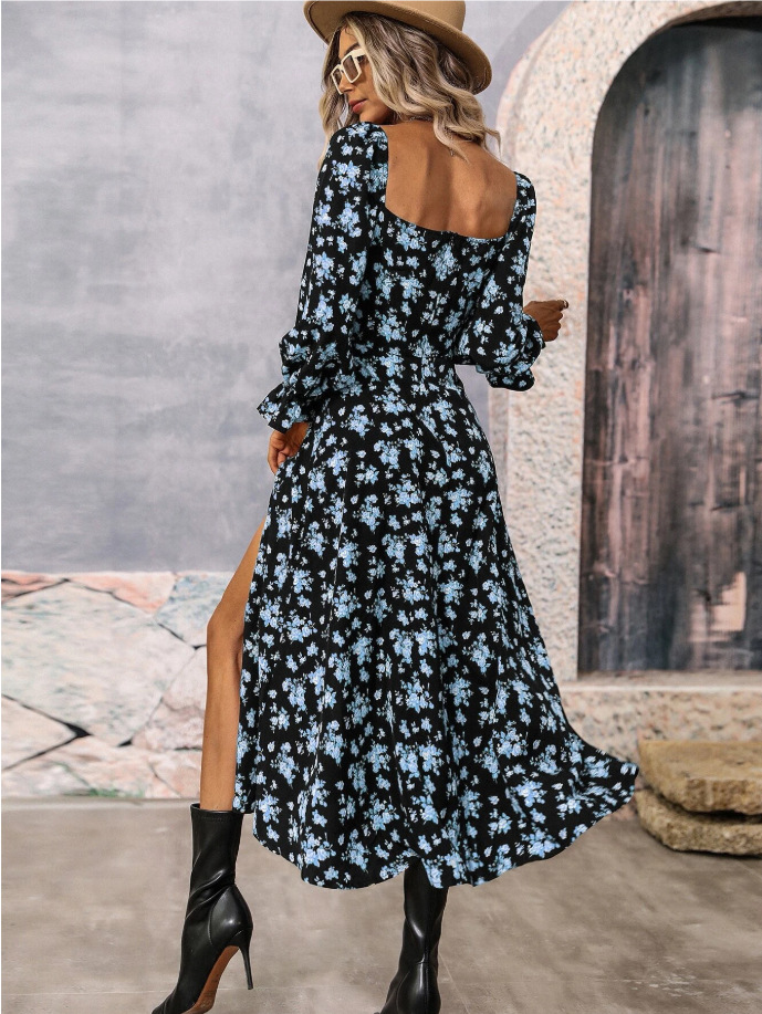 2024 Women's Floral Print Puff Long Sleeve Maxi Dress (BUY 2 FREE SHIPPING)