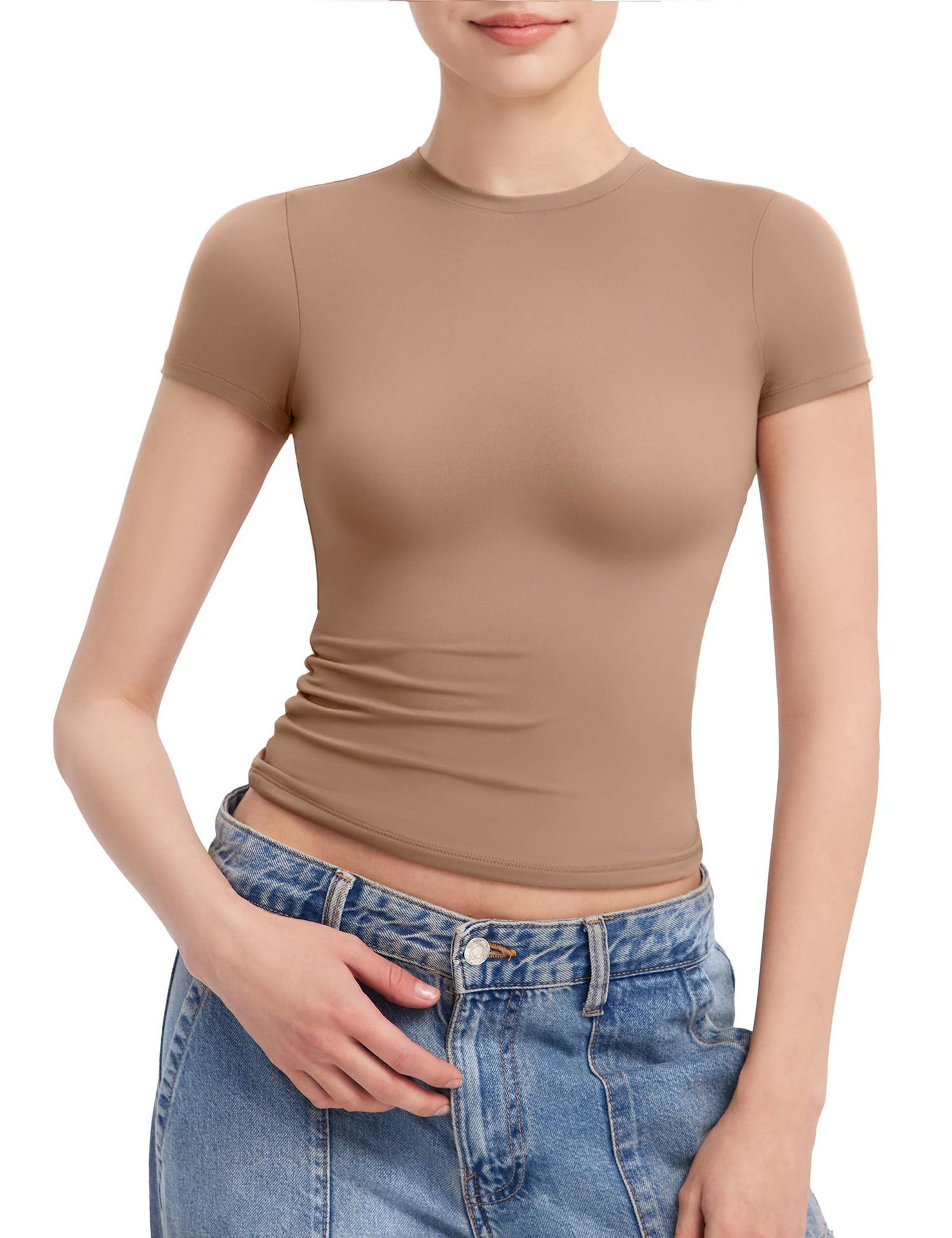 ⏰HOT SALE Women's Round Neck Short Sleeve Slim Fit T-Shirt （BUY 2 FREE SHIPPING)