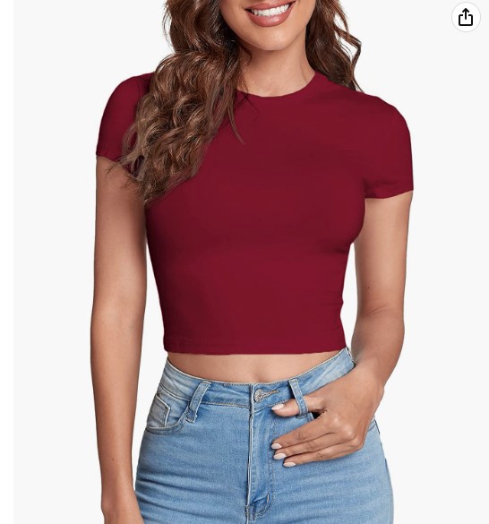 HOT SALE❤Women's Basic Teen T-Shirt Round Neck Short Sleeve Slim Fit Casual Crop Top（Buy 2 Free Shipping）