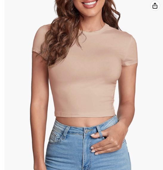 HOT SALE❤Women's Basic Teen T-Shirt Round Neck Short Sleeve Slim Fit Casual Crop Top（Buy 2 Free Shipping）
