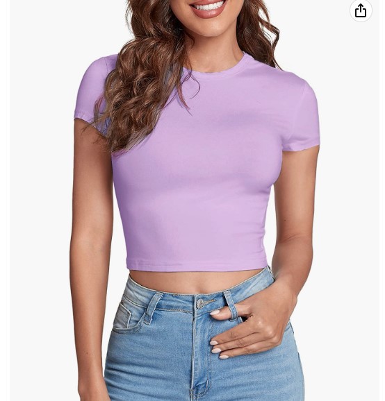 HOT SALE❤Women's Basic Teen T-Shirt Round Neck Short Sleeve Slim Fit Casual Crop Top（Buy 2 Free Shipping）