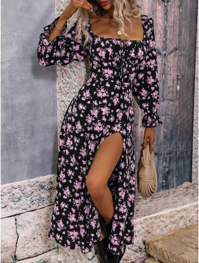 2024 Women's Floral Print Puff Long Sleeve Maxi Dress (BUY 2 FREE SHIPPING)