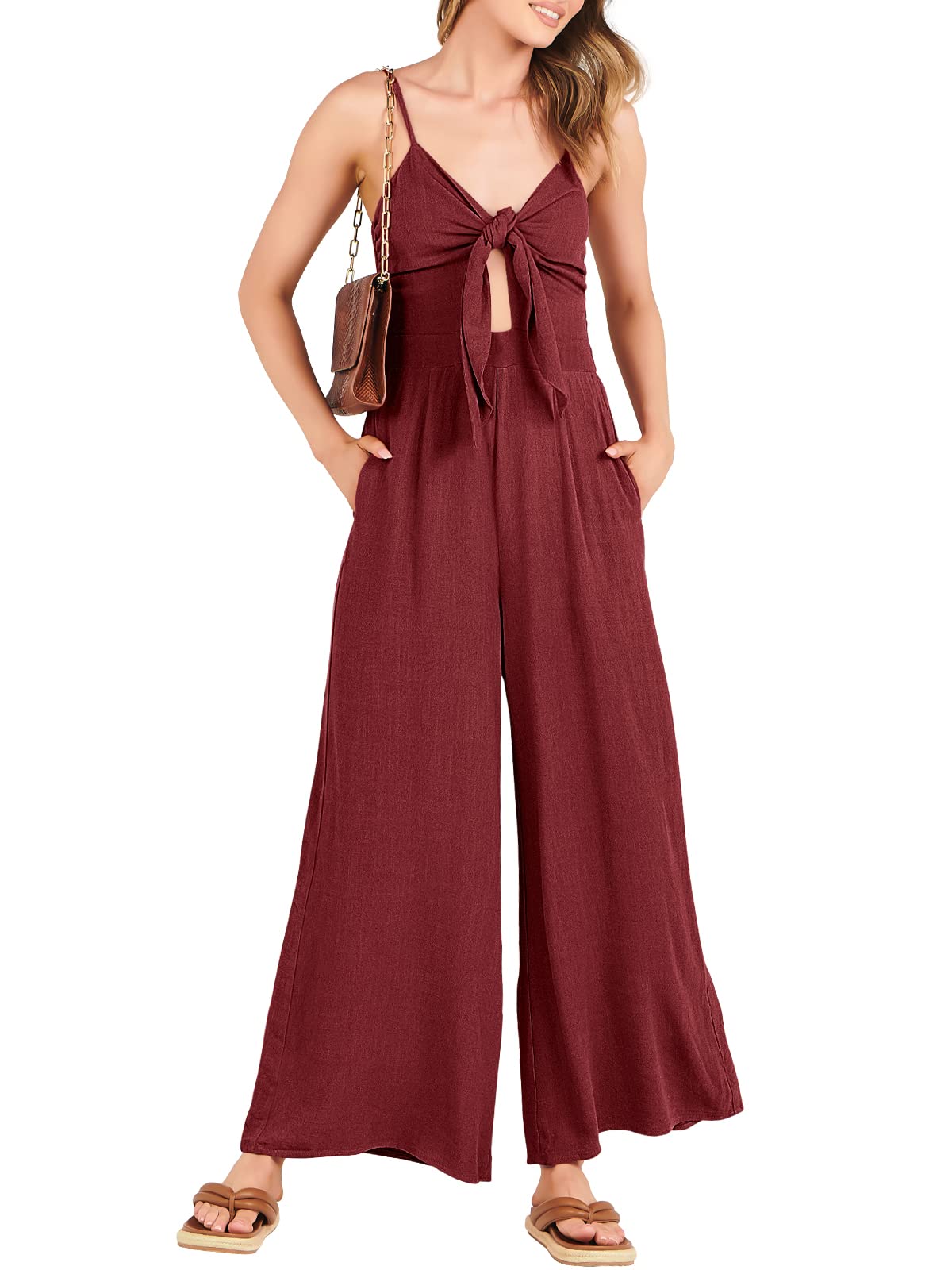 New Women's Sleeveless Bow Tie Hollow Jumpsuit