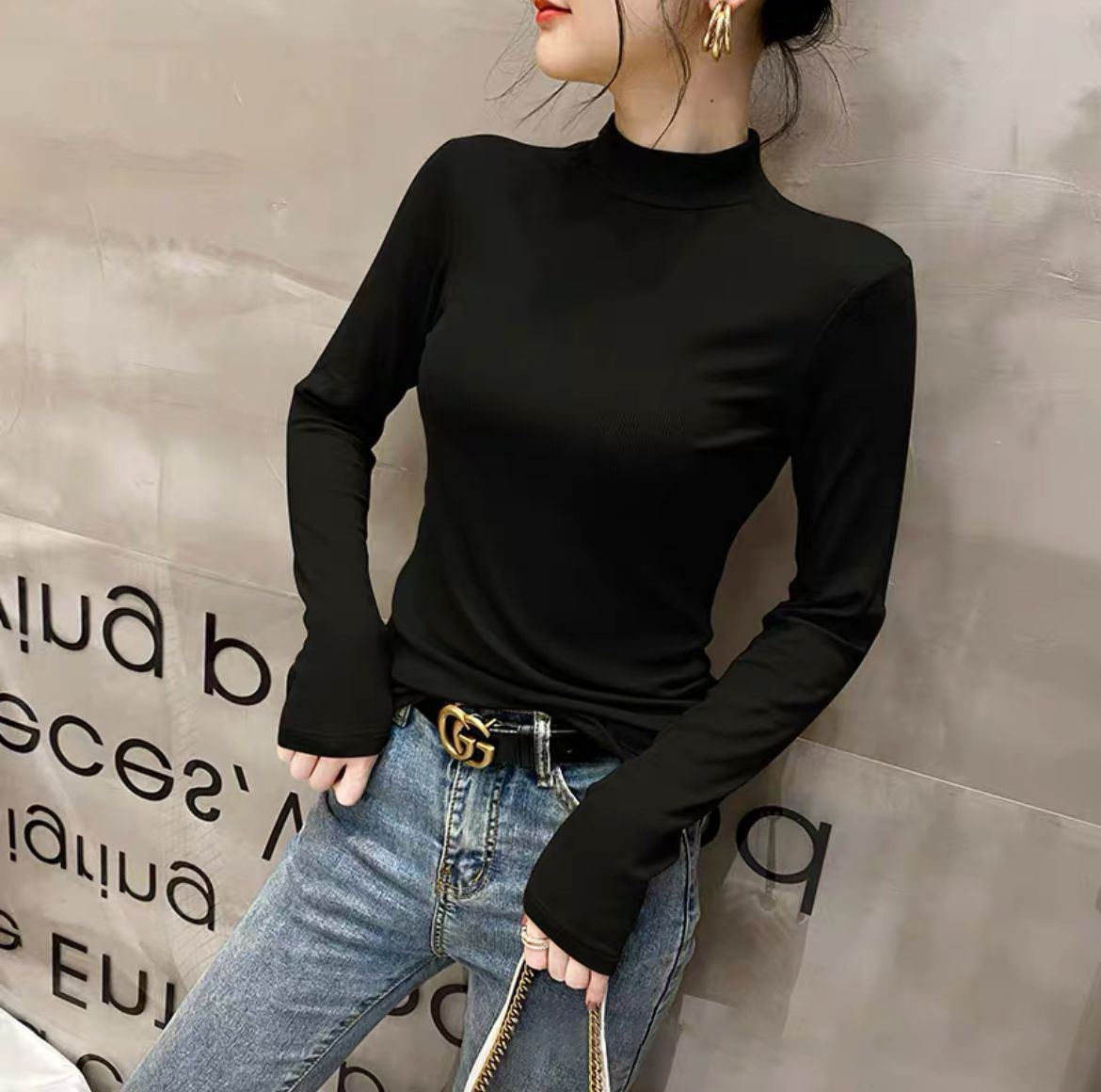 Off-Season Special Promotion 50% OFF 🔥Women's Mock Neck Turtleneck Shirt Long Sleeve  Tee Tops