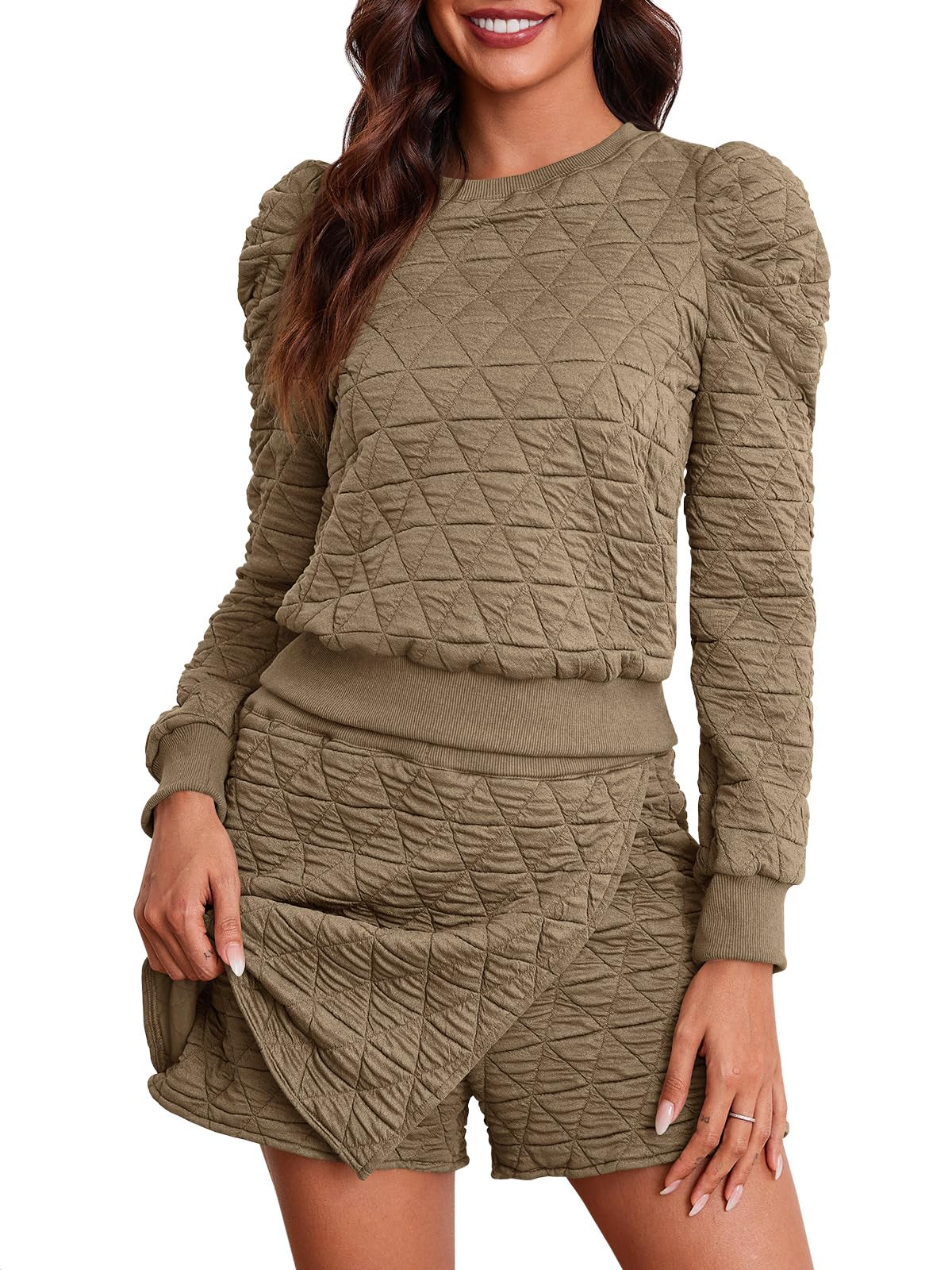 2024 New Women's Argyle Sweatshirts and Wrap Skorts Casual Set(buy 2 10% OFF)
