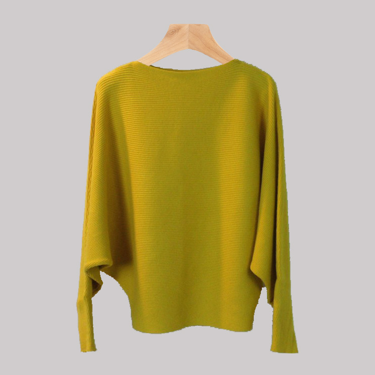 Women's Boat Neck Batwing Sleeves Knitted Sweaters