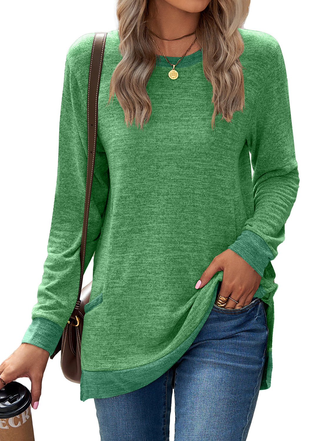 HOT SALE 🔥Women's Color Cotton Super Soft Basic Pocket Long Sleeve（BUY 2 FREE SHIPPING）