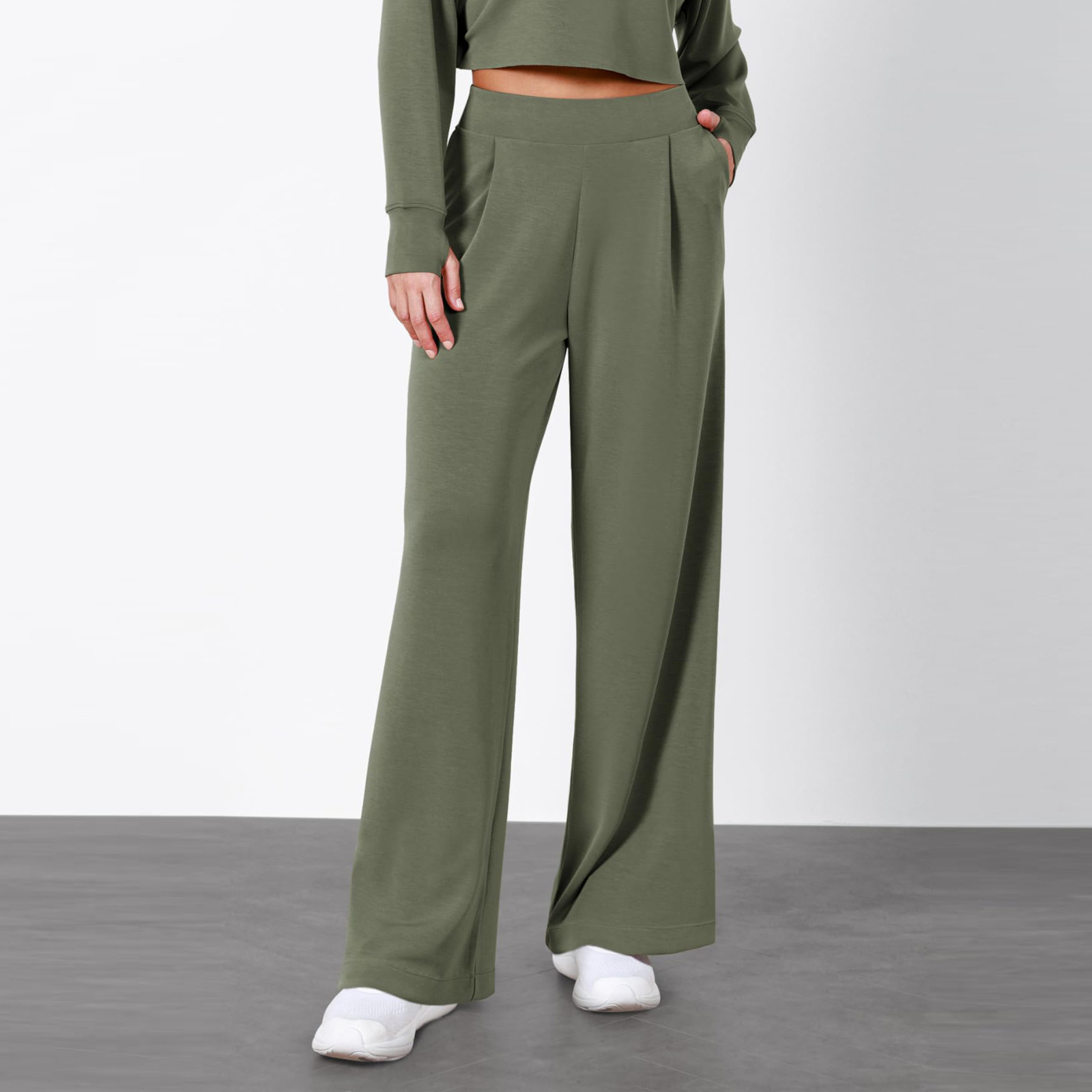 Women's High Waist Draped Straight Leg Pants With Pockets(BUY 2 FREE SHIPPING)