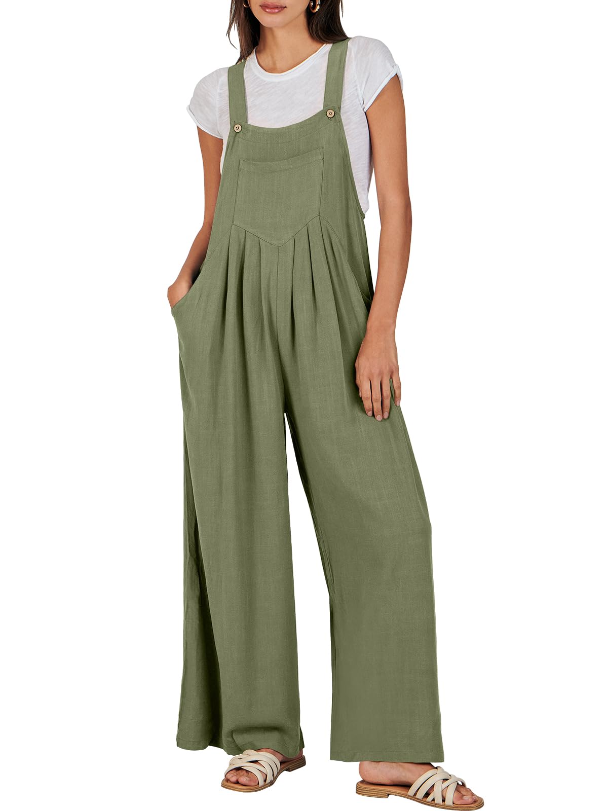 ⏰Hot Sale-Women's Sleeveless Wide Leg Jumpsuit with Pockets(Buy 2 Free Shipping)