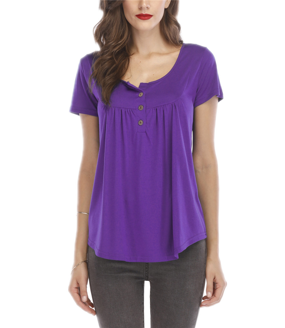 Women Short Sleeves  Top  Casual Blouse Loose Fit T-Shirt（S~5XL）