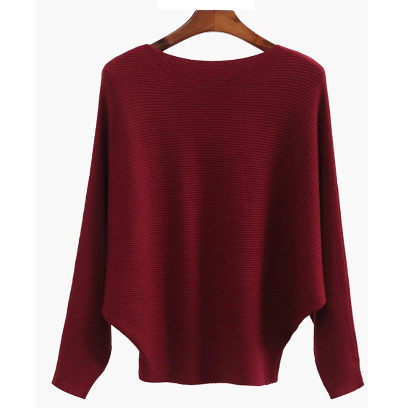 Women's Boat Neck Bat Sleeve Knitted Sweater(Buy 2 Free Shipping)