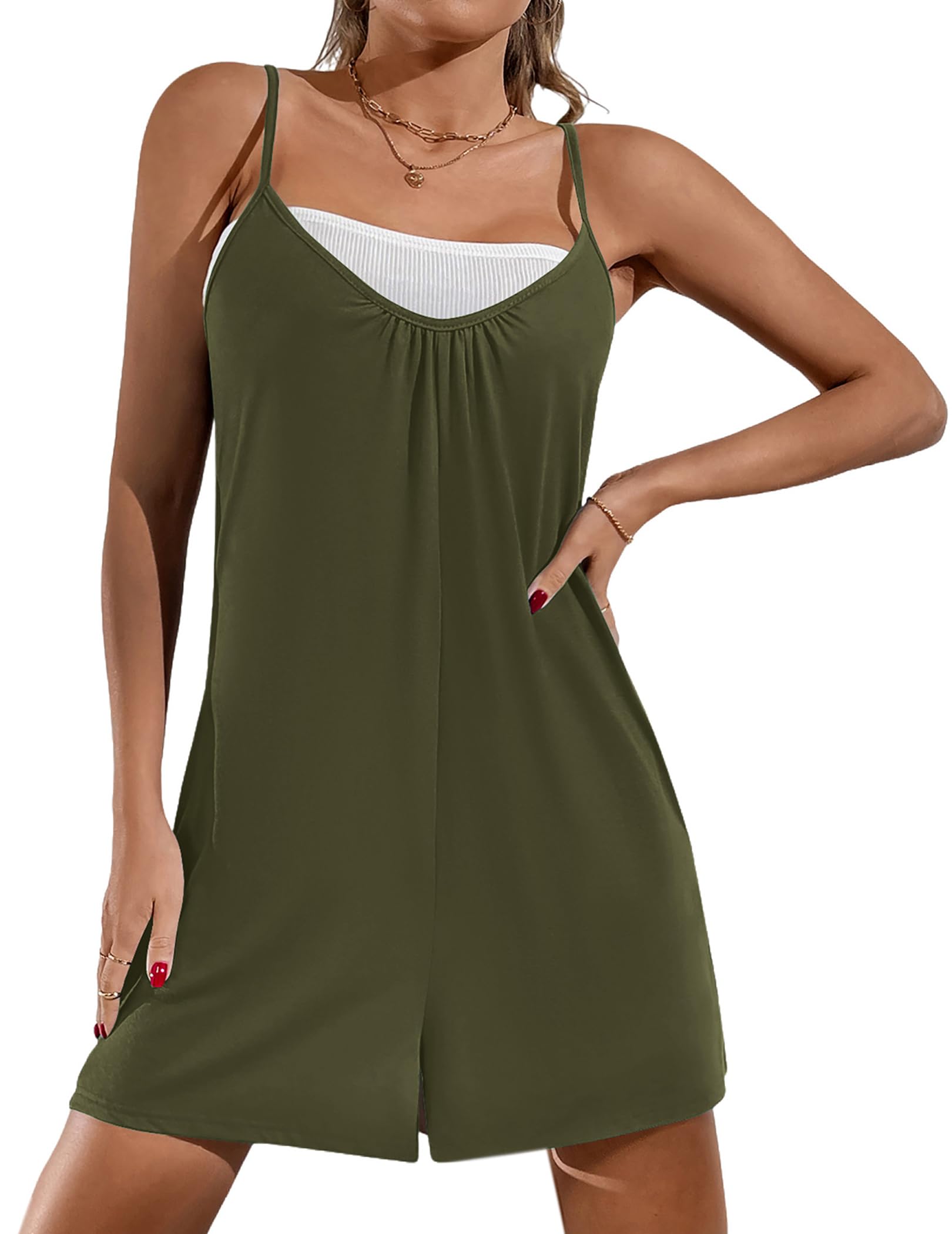 Women Jumpsuits Knit Ribbed Loose Long/shorts Romper with Pockets（BUY 2 FREE SHIPPING）