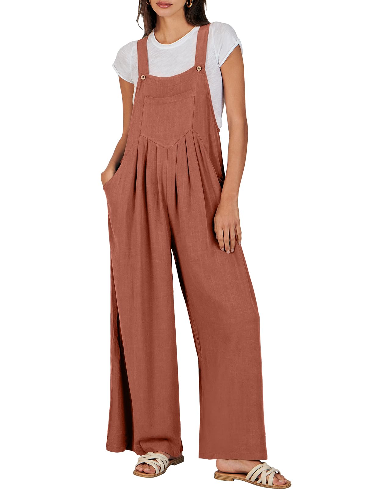 ⏰Hot Sale-Women's Sleeveless Wide Leg Jumpsuit with Pockets(Buy 2 Free Shipping)